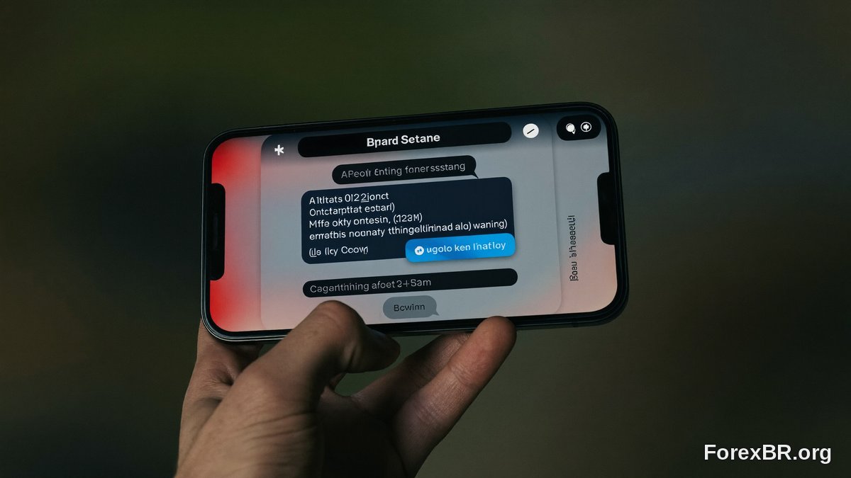 Celular com conversa suspeita ilustrando um golpe de Forex