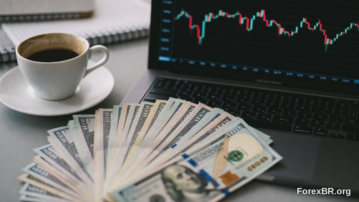 Cédulas estrangeiras e gráfico de velas representando o mercado Forex