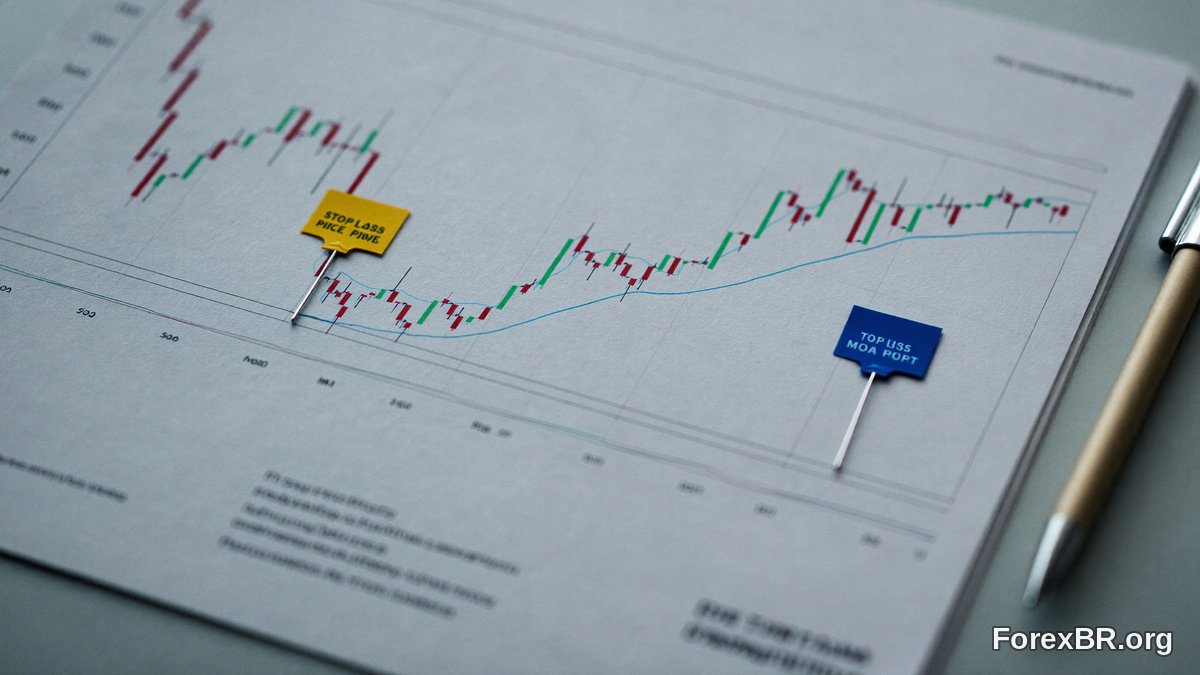 Gráfico com marcadores de stop loss e take profit